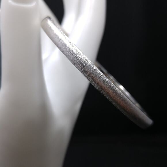 Vintage Monet Brushed Large Bangle Bracelet, Rhodium Plated, 1970s - Picture 10 of 10